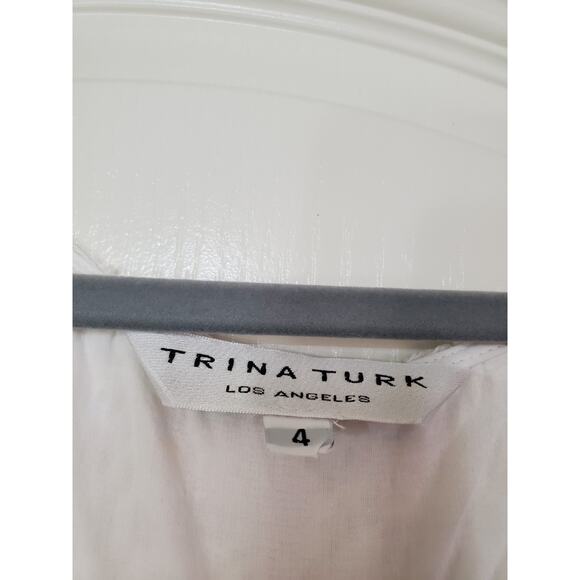 Trina Turk White Crochet Romantic Cap Sleeve Sheath Mini Dress, Women's Size 4 - Picture 2 of 10